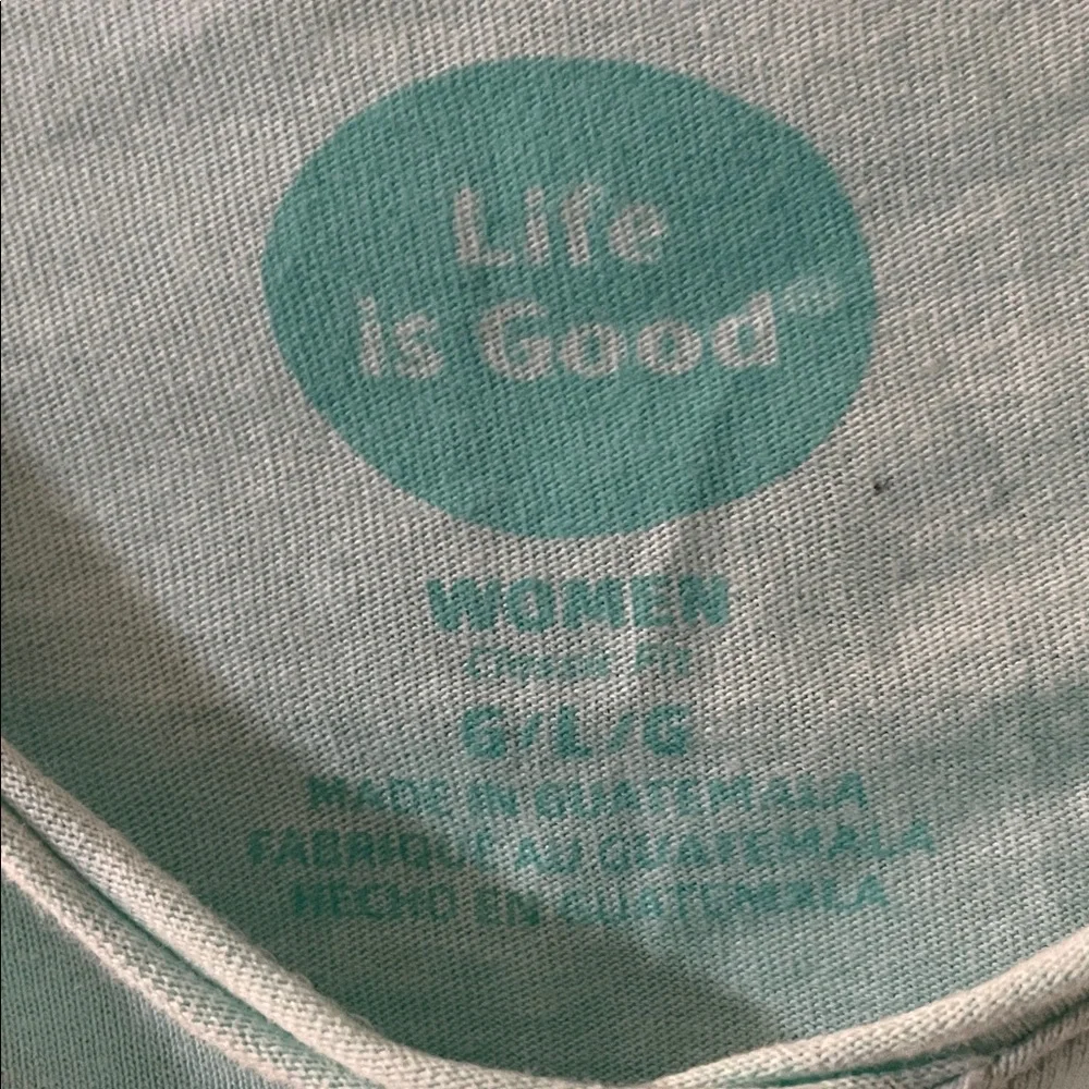 Life is Good Mint Green Long-Sleeve Hoodie Graphic Tee with Sunrise Motif - Picture 2 of 4